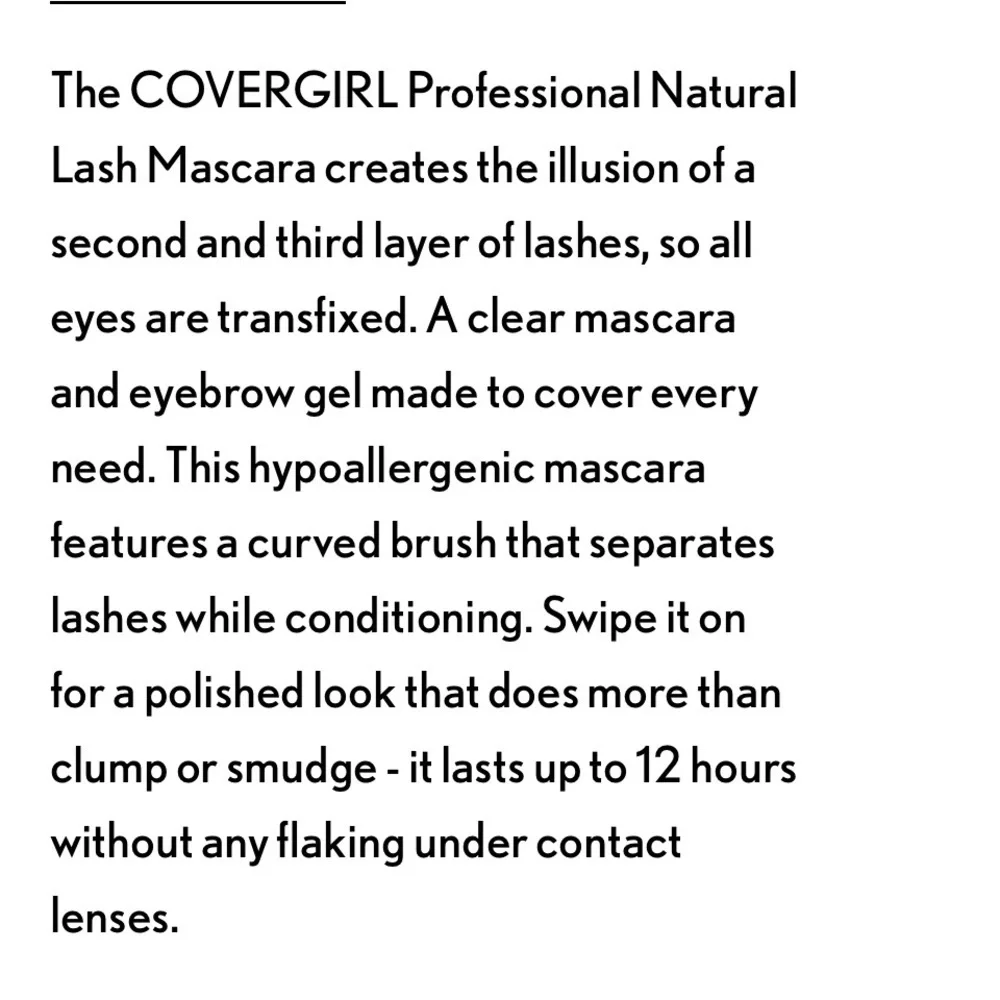 Covergirl clear natural mascara NEW gel formula unruly brows too